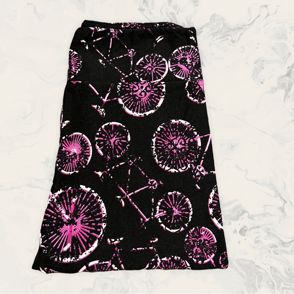 OS LuLaRoe Leggings - Purple Bicycle Print - One Size 0-12